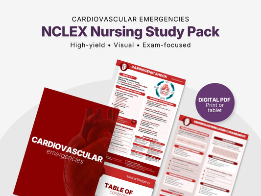 Cardiovascular Emergencies NCLEX Study Sheets | Cardiac Nursing Cheat Sheets PDF