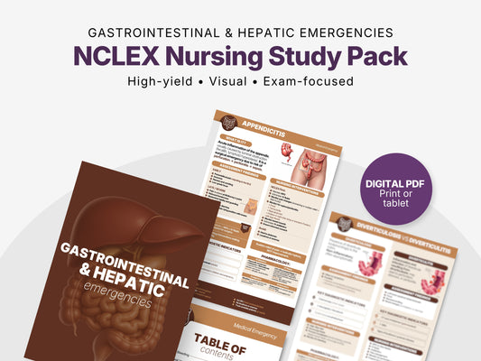 GI & Hepatic Emergencies NCLEX Study Sheets | Gastrointestinal Nursing Cheat Sheets