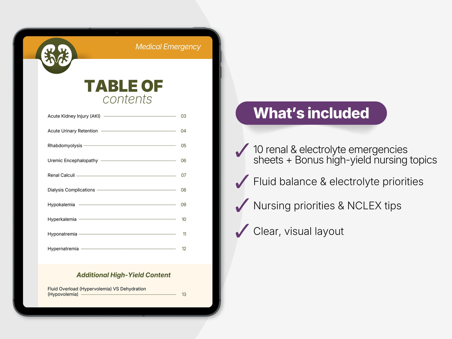 NCLEX Renal Electrolyte Study Sheets | Nursing Cheat Sheet (PDF Download)
