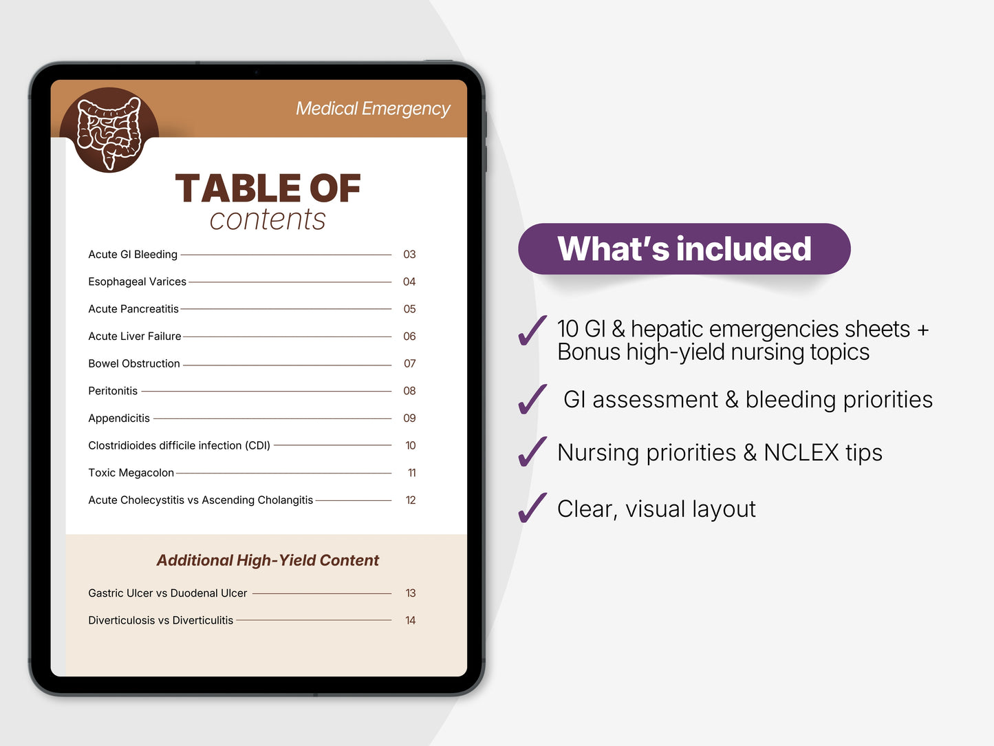 GI & Hepatic Emergencies NCLEX Study Sheets | Gastrointestinal Nursing Cheat Sheets
