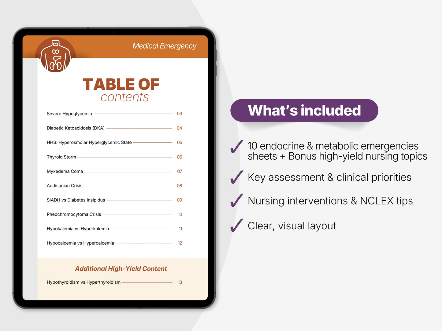 Endocrine & Metabolic NCLEX Study Sheets | DKA Thyroid Nursing Cheat Sheets