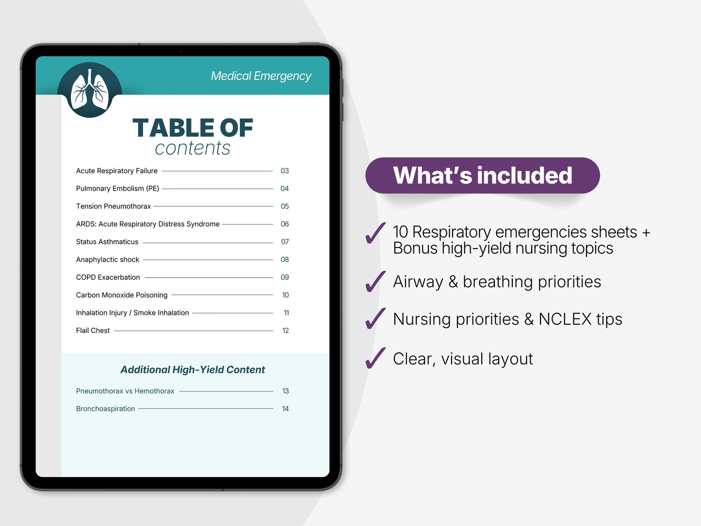 Respiratory Emergencies NCLEX Study Sheets | ABG & Airway Nursing Cheat Sheets PDF