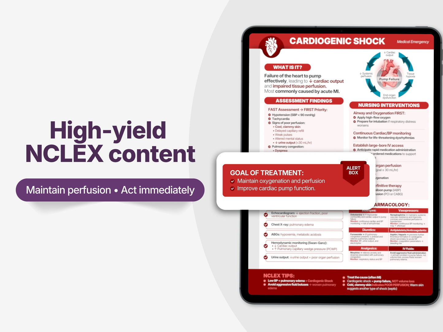 Cardiovascular Emergencies NCLEX Study Sheets | Cardiac Nursing Cheat Sheets PDF