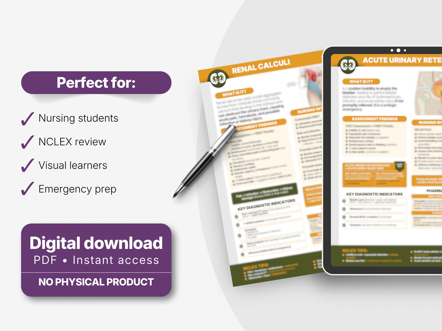 NCLEX Renal Electrolyte Study Sheets | Nursing Cheat Sheet (PDF Download)