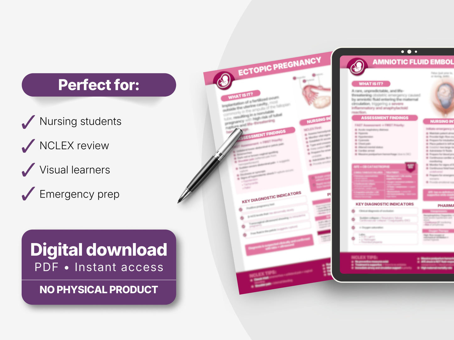 Obstetric Emergencies NCLEX Study Sheets | Maternity Nursing Cheat Sheets PDF