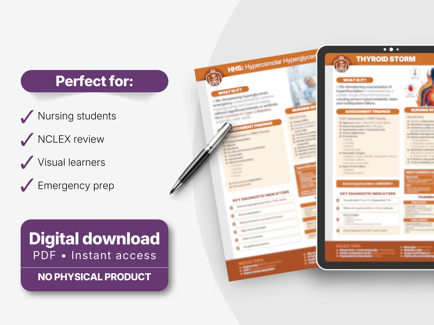 Endocrine & Metabolic NCLEX Study Sheets | DKA Thyroid Nursing Cheat Sheets